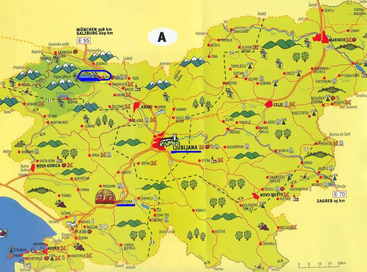 Ramani ya Slovenia sightseeing