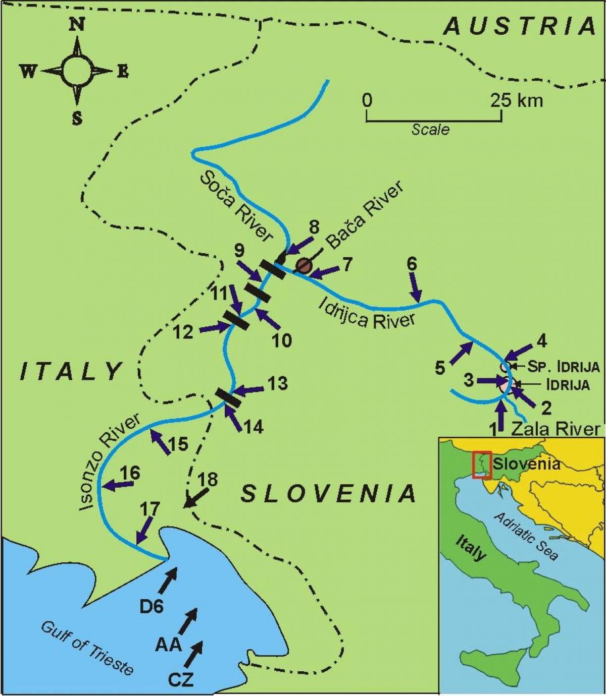 Ramani ya soca mto Slovenia